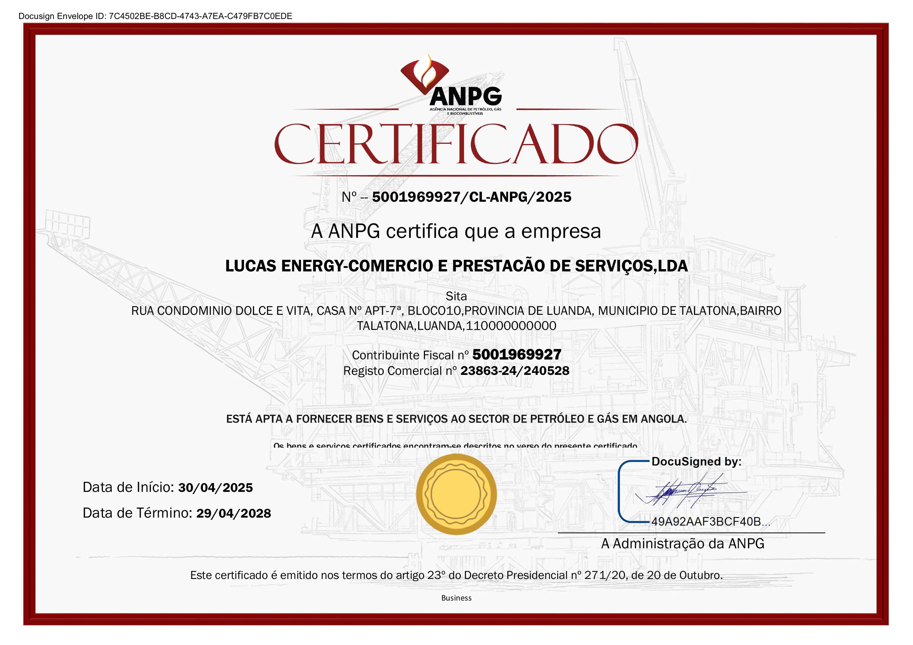 Certificado ANPG