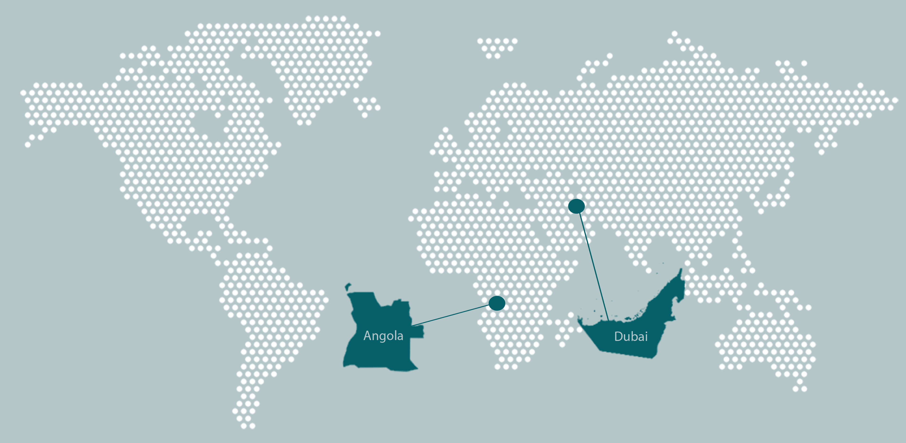 Mapa Angola e Dubai